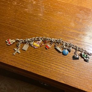 Silver tone charm bracelet